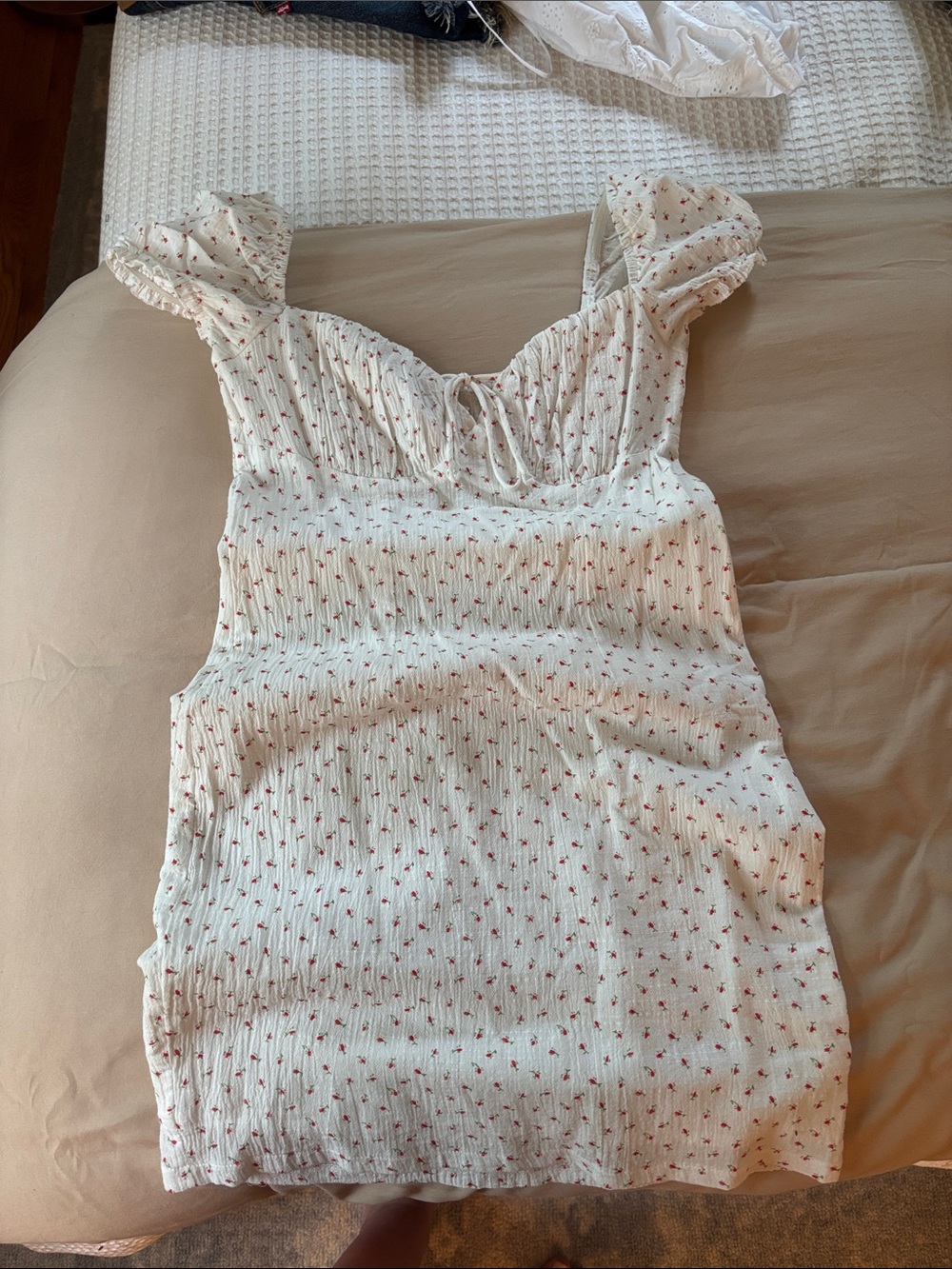 Princess Polly White Mini Dress with Red Floral Print